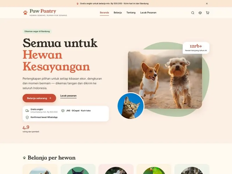 Pratinjau template Petshop